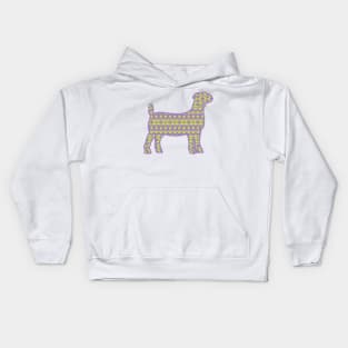 Boer Goat with Blue Green Southwest Aztec Pattern Kids Hoodie